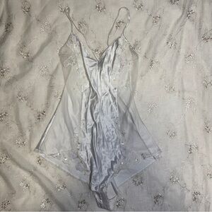 Vintage Y2K Victoria’s Secret White Satin Mesh Inset Bodysuit – Size M